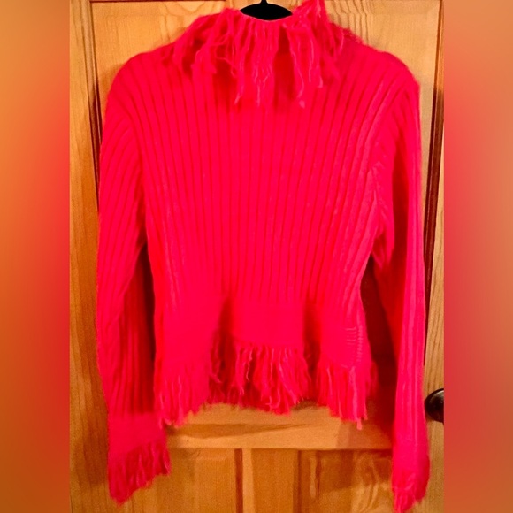 SHEIN Fast Fashion Women's Pink Fringed Button Cardigan Barbiecore Boho Grunge - Picture 9 of 9